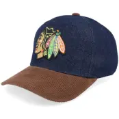 Mitchell&Ness - NHL Blå adjustable Keps - Chicago Blackhawks D-stressed Pro Dark Navy/Brown Corduroy  A-frame Adjustable @ Hatstore