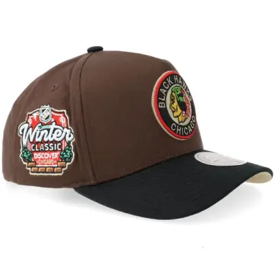Mitchell&Ness - NHL Brun adjustable Keps - Hatstore Exclusive x Chicago Blackhawks Pro Crown Brown/Black A-frame Adjustable @ Hatstore