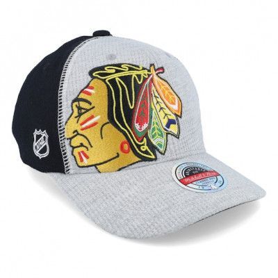 Mitchell&Ness - NHL Grå adjustable Keps - Hatstore Exclusive x Chicago Blackhawks Exclusive XL Hockey Logo Grey/Black Adjustable @ Hatstore