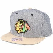 Mitchell&Ness - NHL Grå snapback Keps - Chicago Blackhawks Denim Khaki Snapback @ Hatstore