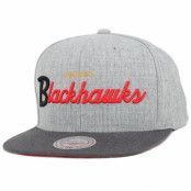 Mitchell&Ness - NHL Grå snapback Keps - Chicago Blackhawks Heather Grey/Graphite Snapback @ Hatstore