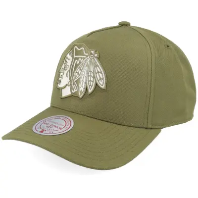 Mitchell&Ness - NHL Grön adjustable Keps - Chicago Blackhawks Fashion Pro Olive A-Frame Adjustable @ Hatstore