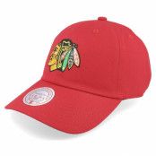 Mitchell&Ness - NHL Röd unconstructed Keps - Chicago Blackhawks Team Ground 2.0 Dad Red Dad Cap @ Hatstore