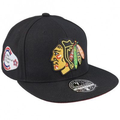 Mitchell&Ness - NHL Svart fitted Keps - Chicago Blackhawks Vintage Black Fitted @ Hatstore