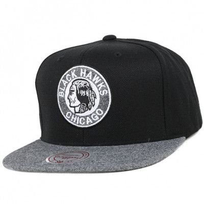 Mitchell&Ness - NHL Svart snapback Keps - Chicago Blackhawks Black Melange Fill Snapback @ Hatstore