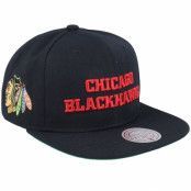 Mitchell&Ness - NHL Svart snapback Keps - Chicago Blackhawks Triple Play Black Snapback @ Hatstore