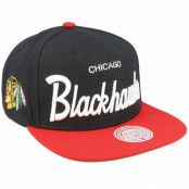 Mitchell&Ness - NHL Svart snapback Keps - Chicago Blackhawks Vintage Script Black Snapback @ Hatstore