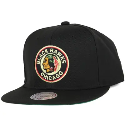 Mitchell&Ness - NHL Svart snapback Keps - Chicago Blackhawks Wool Solid 2 Black Snapback @ Hatstore