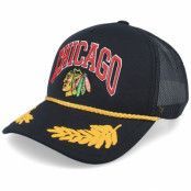 Mitchell&Ness - NHL Svart trucker Keps - Chicago Blackhawks Gold Leaf Hwc Black Trucker @ Hatstore