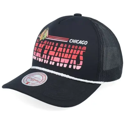 Mitchell&Ness - NHL Svart trucker Keps - Chicago Blackhawks Graded Black A-frame Trucker @ Hatstore