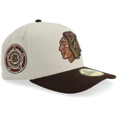 New Era - NHL Beige fitted Keps - Hatstore Exclusive x Chicago Blackhawks 59FIFTY Curve Stone/Burnt Wood A-Frame Fitted @ Hatstore