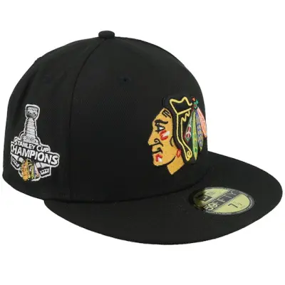 New Era - NHL Svart fitted Keps - Hatstore Exclusive x Chicago Blackhawks 59FIFTY Stanley Cup Champions 15 Black Fitted @ Hatstore
