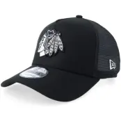 New Era - NHL Svart trucker Keps - Chicago Blackhawks 9FORTY Black/White A-frame Trucker @ Hatstore