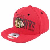 Outerstuff - NHL Röd snapback Keps - Kids Chicago Blackhawks Life Style Printed Flatbrim Red Snapback @ Hatstore