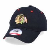 Outerstuff - NHL Svart unconstructed Keps - Kids Chicago Blackhawks Team Slouch Black Dad Cap @ Hatstore