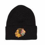 Mössa Chicago Blackhawks Black Logo Beanie - Mitchell & Ness - Svart Uppvikt