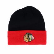 Mössa Chicago Blackhawks Cuffed Black/Red Cuff - Adidas - Svart Uppvikt