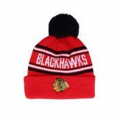 Mössa Chicago Blackhawks Jacquard cuffed knit Red/Black Pom - Outerstuff - Röd Barnkeps
