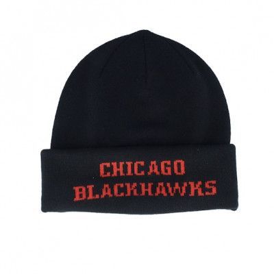Mitchell&Ness - NHL Svart balaclava Beanie - Chicago Blackhawks Tailgate Knit Black Baclava Cuff @ Hatstore
