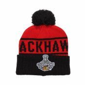 Mitchell&Ness - NHL Svart pom Beanie - Chicago Blackhawks Championship NHL Beanie @ Hatstore