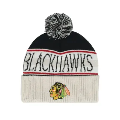 Mitchell&Ness - NHL Svart pom Beanie - Chicago Blackhawks Classic Knit Grey/Black Pom @ Hatstore