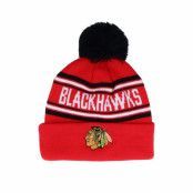 Outerstuff - NHL Röd pom Beanie - Chicago Blackhawks Jacquard cuffed knit Red/Black Pom @ Hatstore