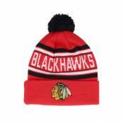 Outerstuff - NHL Röd pom Beanie - Kids Chicago Blackhawks Jacquard Cuffed Knit Red Pom @ Hatstore