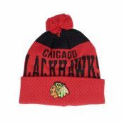 Outerstuff - NHL Röd pom Beanie - Kids Chicago Blackhawks Stretchark Knit Red/Black Pom @ Hatstore