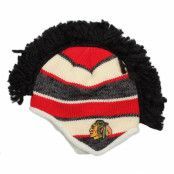 Reebok - NHL Svart pom Beanie - Chicago Blackhawks Faceoff Mohawk Knit @ Hatstore