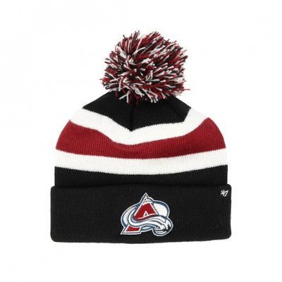 47 Brand - NHL Röd pom Beanie - Colorado Avalance Breakaway Knit Maroon/Navy Pom @ Hatstore