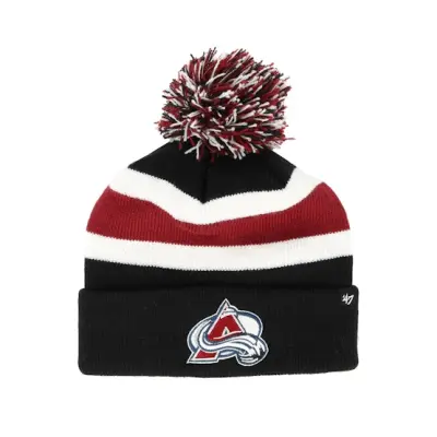 47 Brand - NHL Röd pom Beanie - Colorado Avalance Breakaway Knit Maroon/Navy Pom @ Hatstore