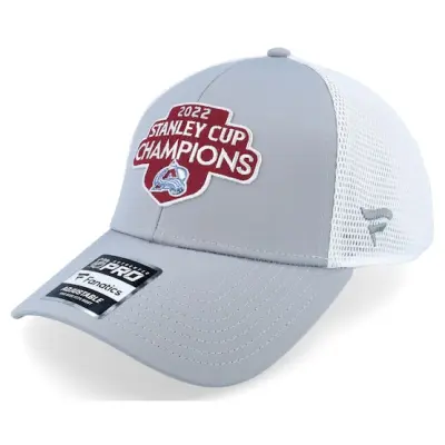 Fanatics - NHL Grå trucker Keps - Colorado Avalanche Stanley Cup Champs Locker Room Grey/White Trucker @ Hatstore
