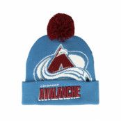 Mitchell&Ness - NHL Blå pom Beanie - Colorado Avalanche Punch Out Knit Blue Pom @ Hatstore