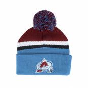 Mitchell&Ness - NHL Blå pom Beanie - Colorado Avalanche Stripe Knit Maroon Pom @ Hatstore