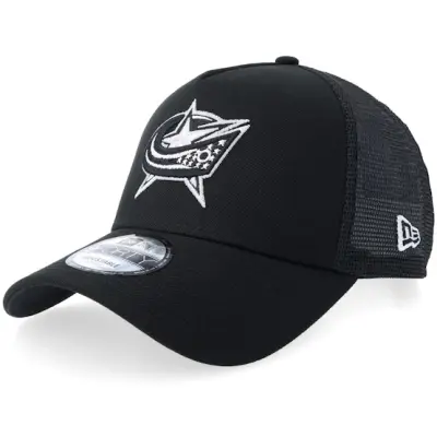 New Era - NHL Svart trucker Keps - Columbus Blue Jackets 9FORTY Black/White A-Frame Trucker @ Hatstore