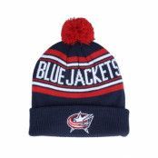 Outerstuff - NHL Blå pom Beanie - Kids Columbus Blue Jackets Jacquared Knit Pom College Navy Pom @ Hatstore