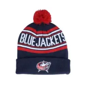 Outerstuff - NHL Blå pom Beanie - Kids Columbus Blue Jackets Jacquared Knit Pom College Navy Pom @ Hatstore