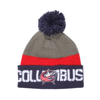 Reebok - NHL Svart pom Beanie - Columbus Blue Jackets Team Pom Knit @ Hatstore