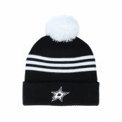 Adidas - NHL Svart pom Beanie - Dallas Stars 3-Stripe Cuffed Black Pom @ Hatstore