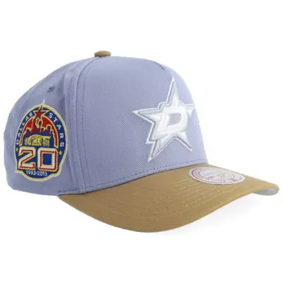 Mitchell&Ness - NHL Blå adjustable Keps - Dallas Stars Frosted Peak Pro Pinch Blue/Khaki A-Frame Adjustabe @ Hatstore