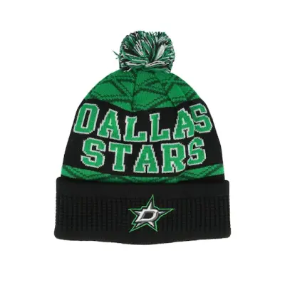 Outerstuff - NHL Grön pom Beanie - Kids Dallas Stars NHL Beanie Black/Green Pom @ Hatstore