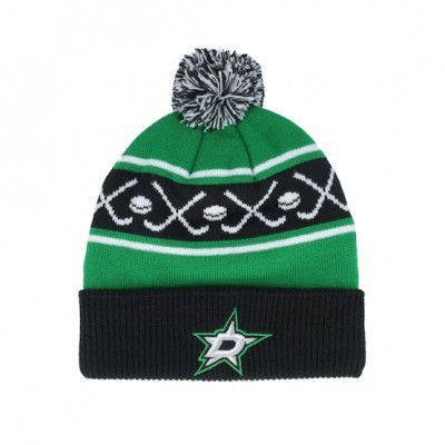 Outerstuff - NHL Grön pom Beanie - Kids Dallas Stars Stars Face-off Cuff Beanie Black Pom @ Hatstore