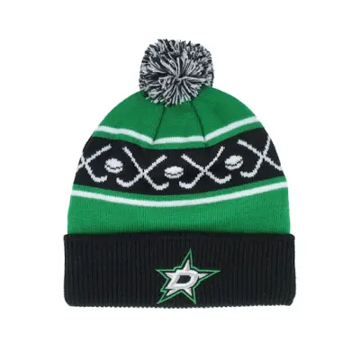 Outerstuff - NHL Grön pom Beanie - Kids Dallas Stars Stars Face-off Cuff Beanie Black Pom @ Hatstore