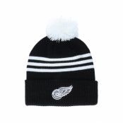 Adidas - NHL Svart pom Beanie - Detroit Red Wings 3-Stripe Cuffed Black Pom @ Hatstore