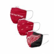 Foco - NHL Röd Mask - Detroit Red Wings 3-Pack NHL Red Face Mask @ Hatstore