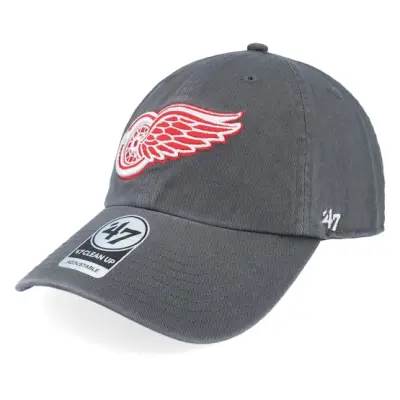47 Brand - NHL Grå unconstructed Keps - Detroit Red Wings NHL Clean Up Cap Charcoal Dad Cap @ Hatstore