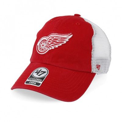 47 Brand - NHL Röd adjustable Keps - Detroit Red Wings Blue Hill 47 Closer Mesh Red/White Unconstructed @ Hatstore