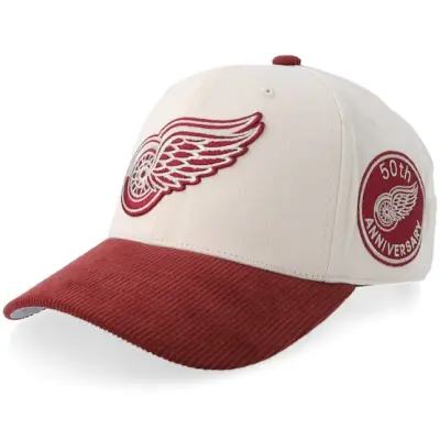 Mitchell&Ness - NHL Beige adjustable Keps - Detroit Red Wings Fall Corduroy 50th Anniversary Pro Off White/Burgundy Adjustable @ Hatstore