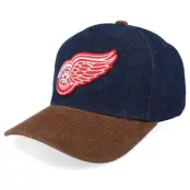 Mitchell&Ness - NHL Blå adjustable Keps - Detroit Red Wings D-stressed Pro Dark Navy/Brown Corduroy A-frame Adjustable @ Hatstore