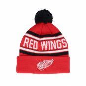 Outerstuff - NHL Röd pom Beanie - Kids Detroit Red Wings Jacquard Cuffed Knit Red Pom @ Hatstore